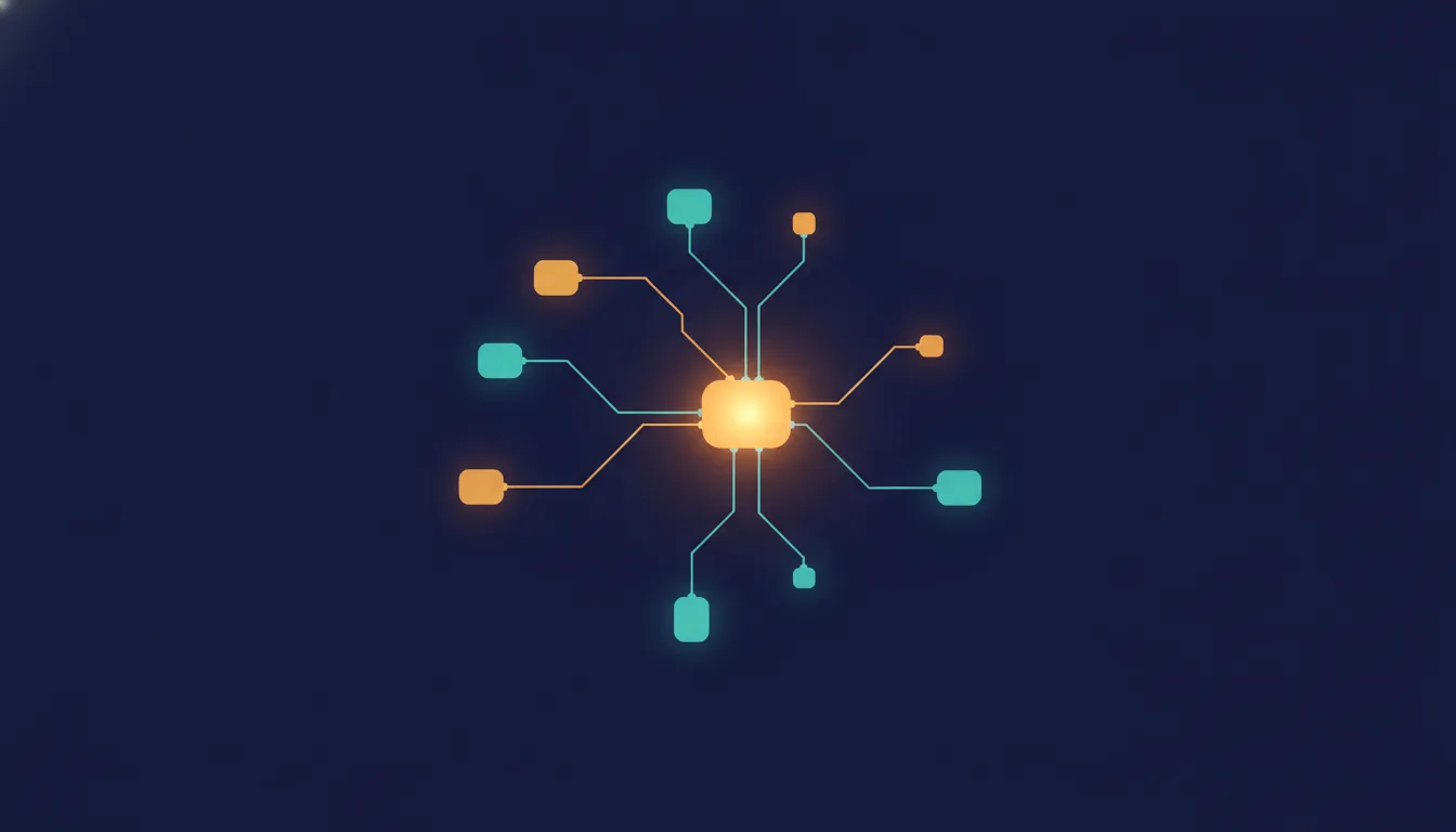 A small graph of connected nodes with one shared hub node highlighted, representing skills depending on a common skill