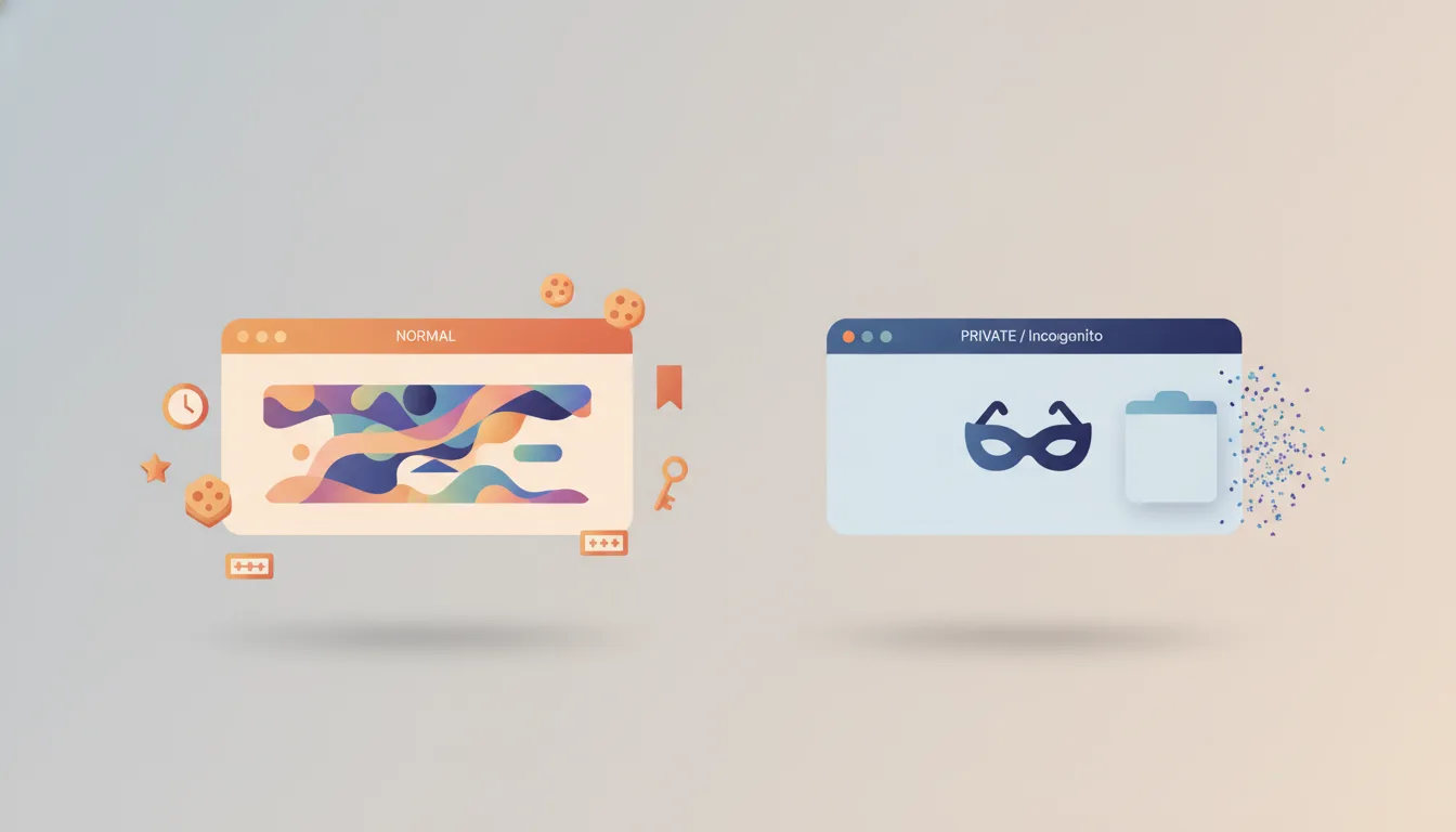 A normal browser tab and a private browser tab side by side