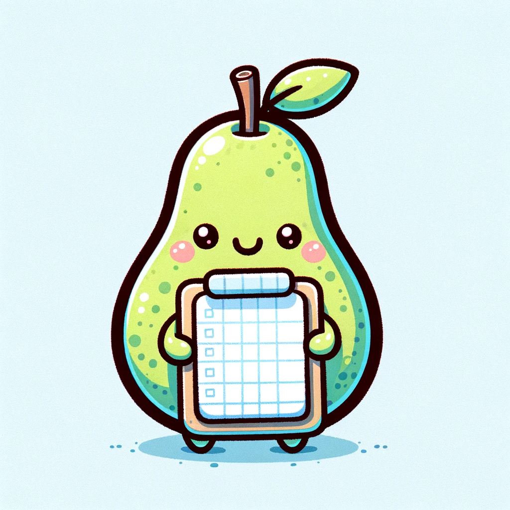 Pear with notepad