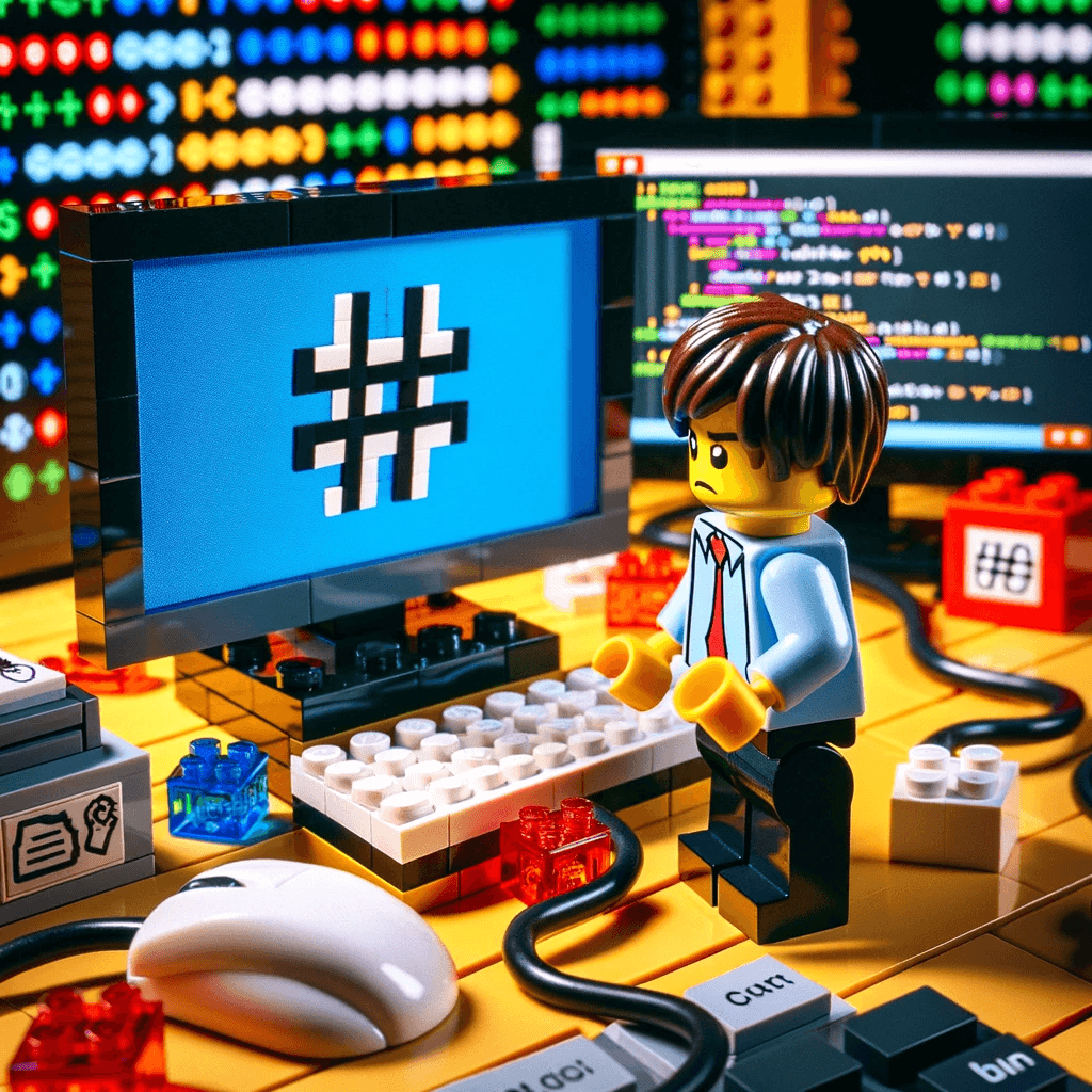 developer lookiing at a hash symbol