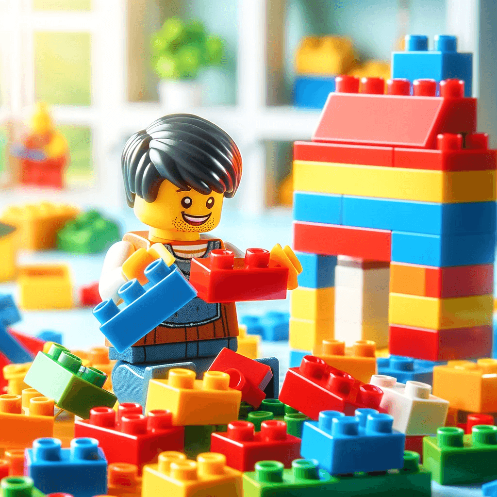 Developer with bricks