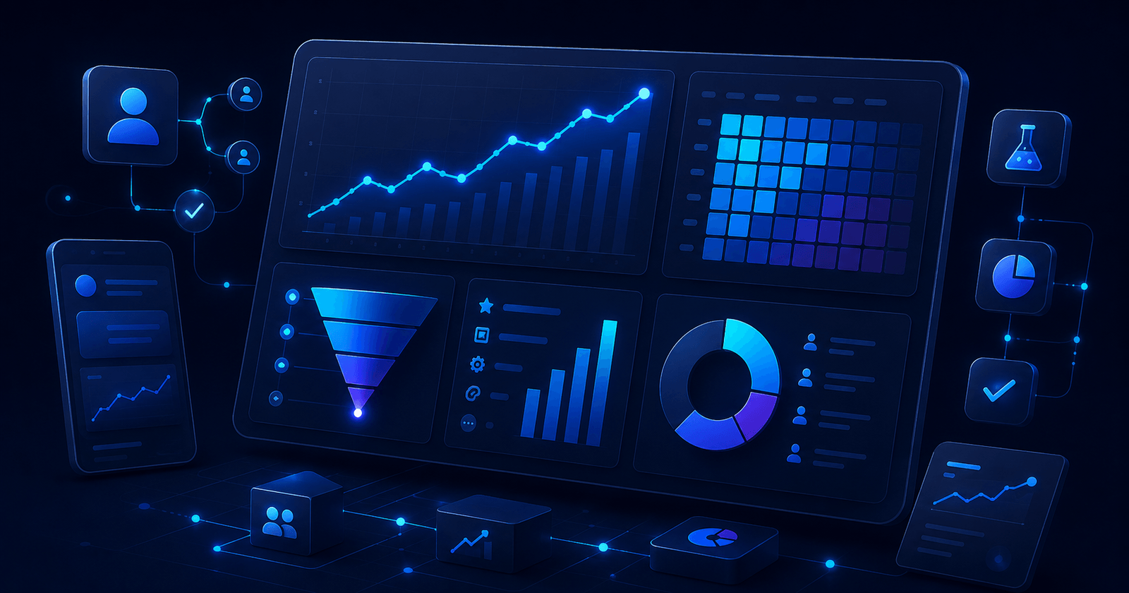 A dashboard of product analytics metrics