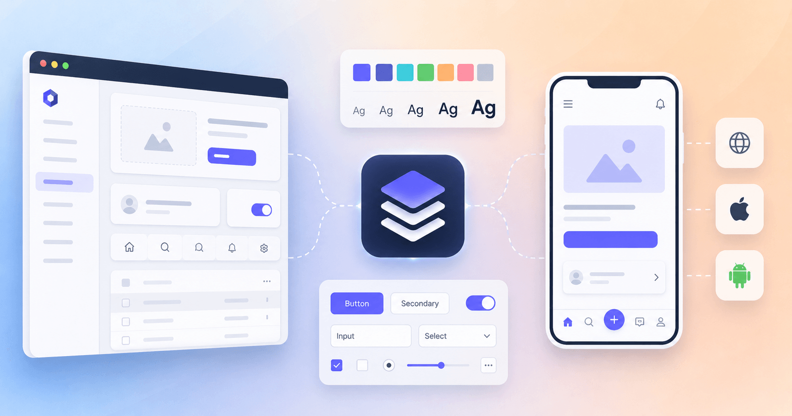 A design system's components bridging web and mobile platforms