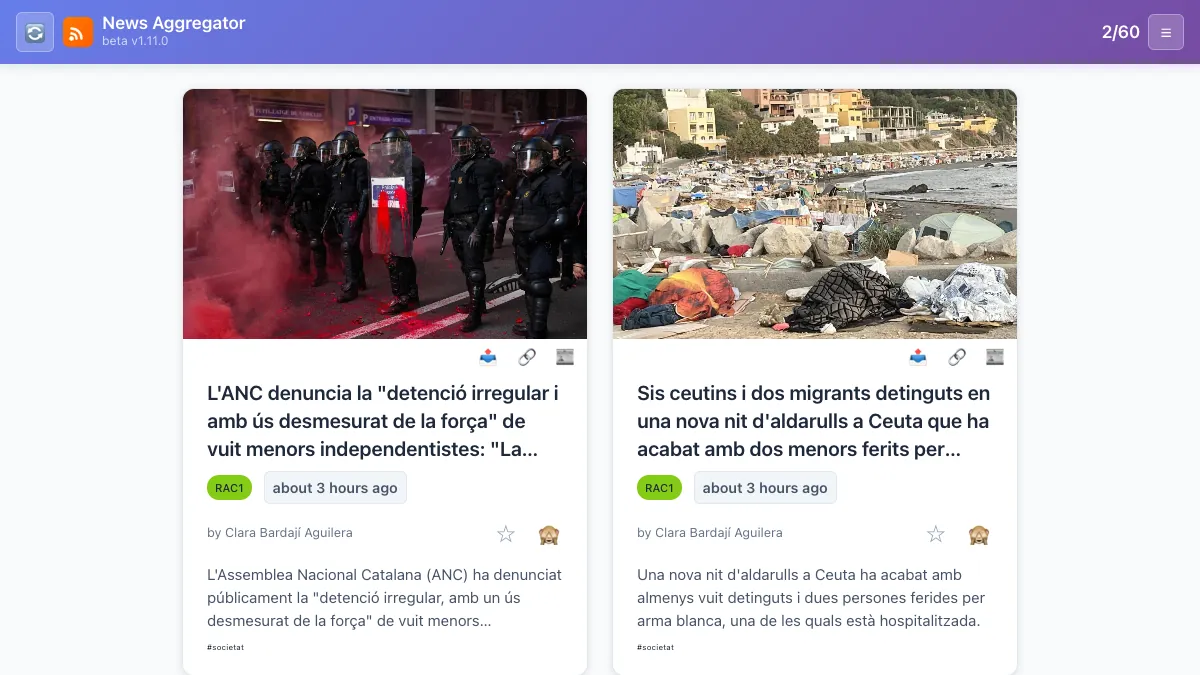 RSS News Aggregator screenshot